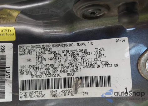 2014 Toyota Tundra Sr5 4.6L V8 z USA, uszkodzony, nr VIN 5TFRM5F18EX075116